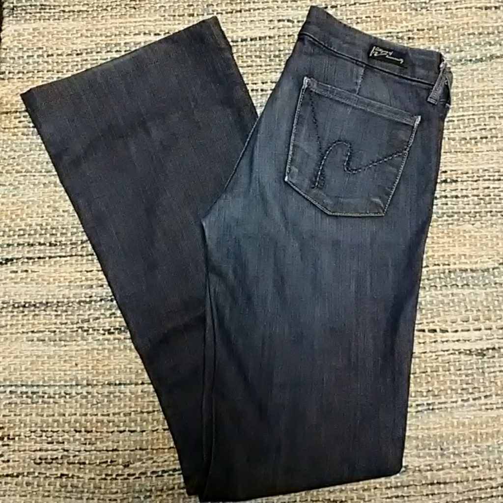 Citizens Of Humanity Dark Blue #003 Stretch Faye Low Waist Full Leg Jeans Sz 27